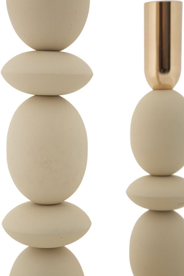CANDLE HOLDER SHUTTLE CREAM SET 2 PCS CM Ø10X25-10X33,5 - slika 3