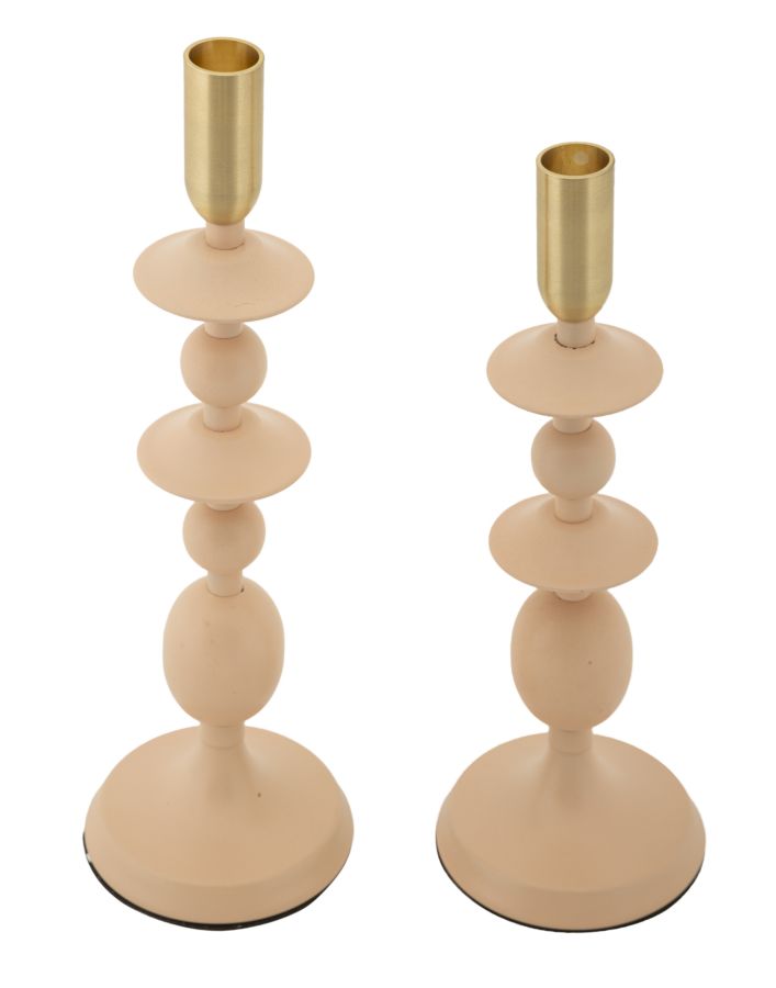 CANDLE HOLDER GEMINI PINK SET 2 PC CM Ø10X29-10X33 - slika 2