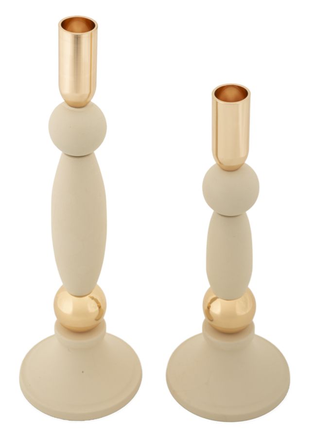 CANDLE HOLDER STREK CREAM SET 2 PCS CM Ø9,5X25-9,5X30 - slika 3