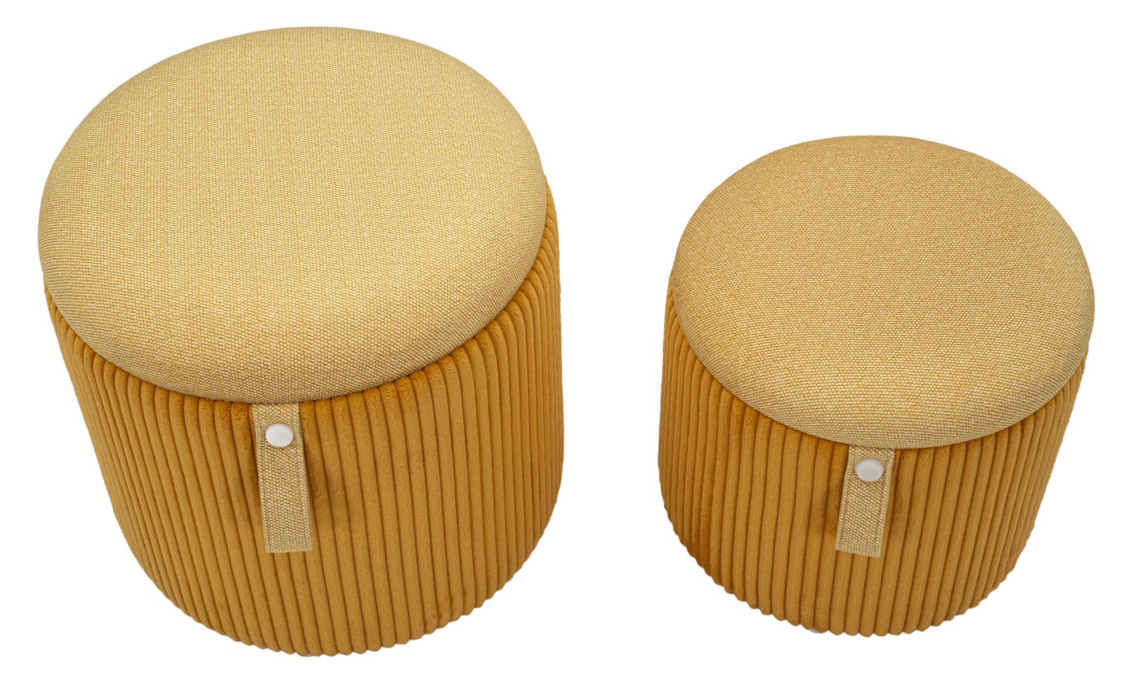 PUFF WITH STORAGE BOLZANO MUSTARD SET 2 PCS CM Ø 38 X 38-32 X 28 - slika 2