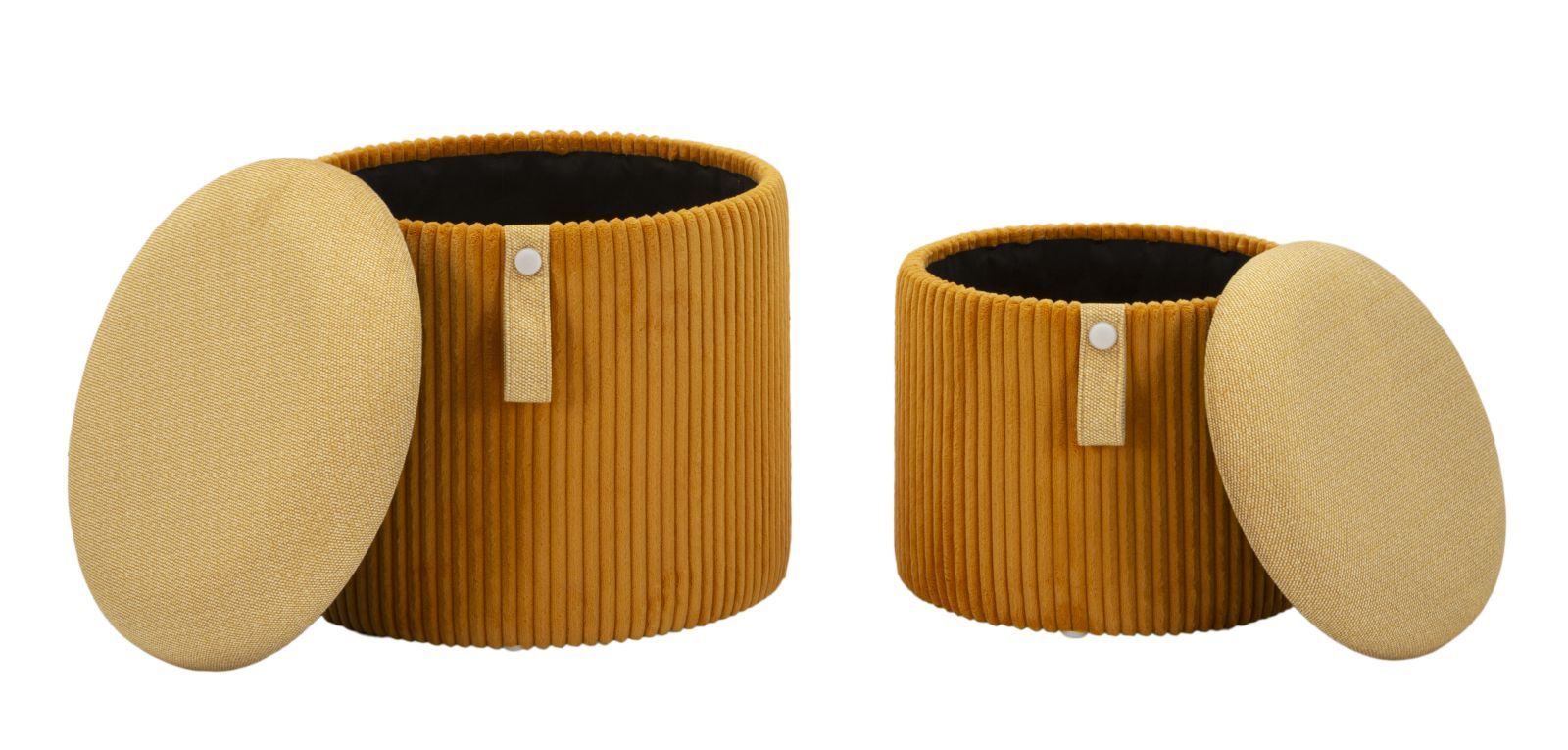 PUFF WITH STORAGE BOLZANO MUSTARD SET 2 PCS CM Ø 38 X 38-32 X 28 - slika 6