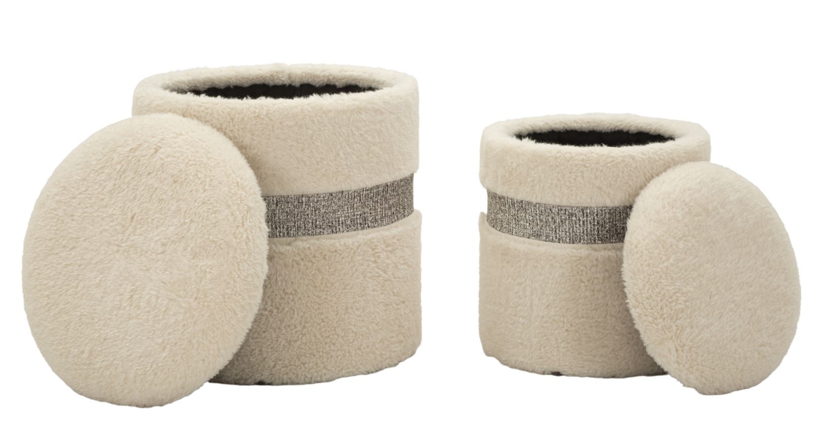 PUFF WITH STORAGE SAINT-MORITZ CREAM SET 2 PCS CM Ø 40X47-32X38 - slika 7