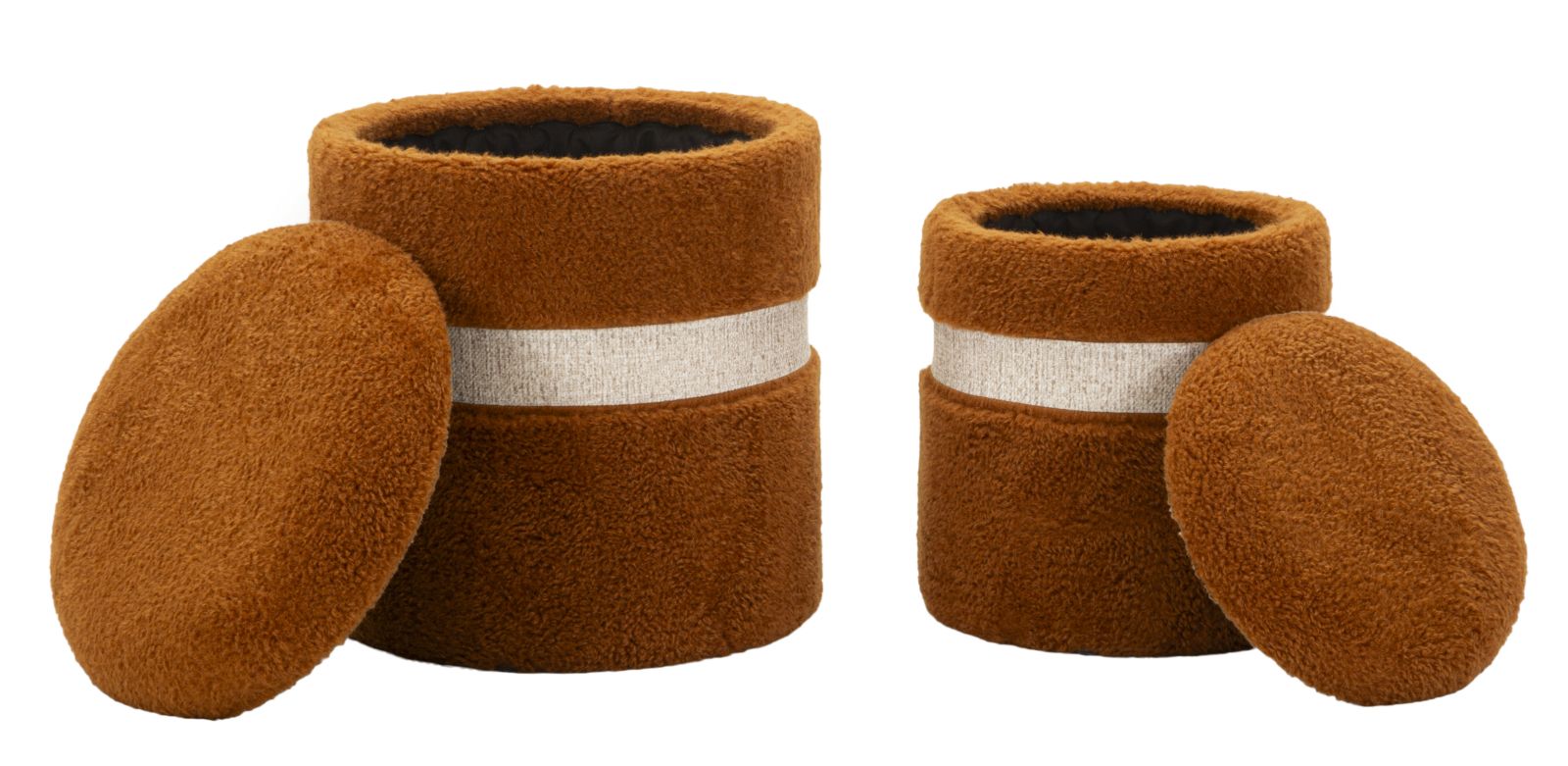 PUFF WITH STORAGE SAINT-MORITZ BROWN SET 2 PCS CM Ø 40X47-32X38 - slika 7