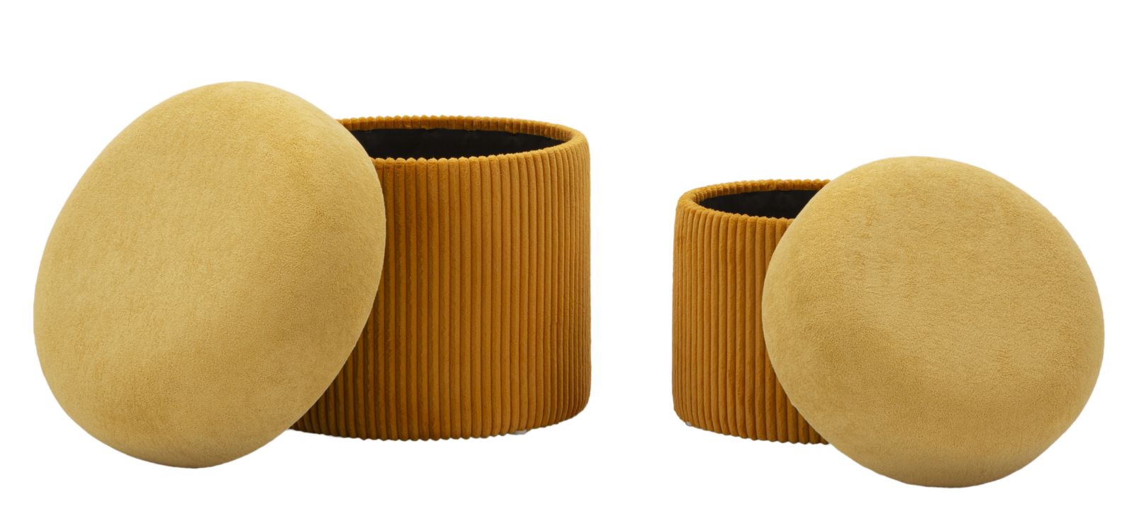 PUFF WITH STORAGE ASPEN MUSTARD SET 2 PCS CM Ø 42X44-35X37 - slika 6
