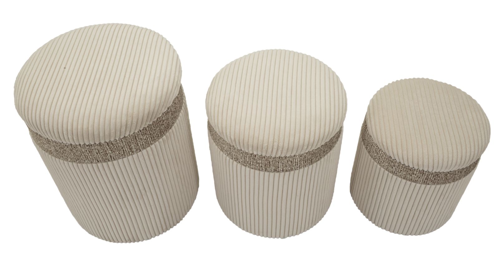 PUFF WITH STORAGE CURTAIN CREAM SET 3 PCS CM Ø 40,5x49,5-35x42-31x38 - slika 2