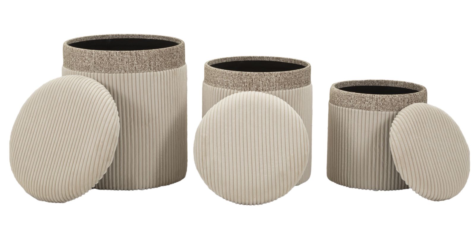 PUFF WITH STORAGE CURTAIN CREAM SET 3 PCS CM Ø 40,5x49,5-35x42-31x38 - slika 4