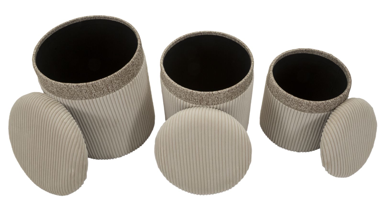 PUFF WITH STORAGE CURTAIN CREAM SET 3 PCS CM Ø 40,5x49,5-35x42-31x38 - slika 6