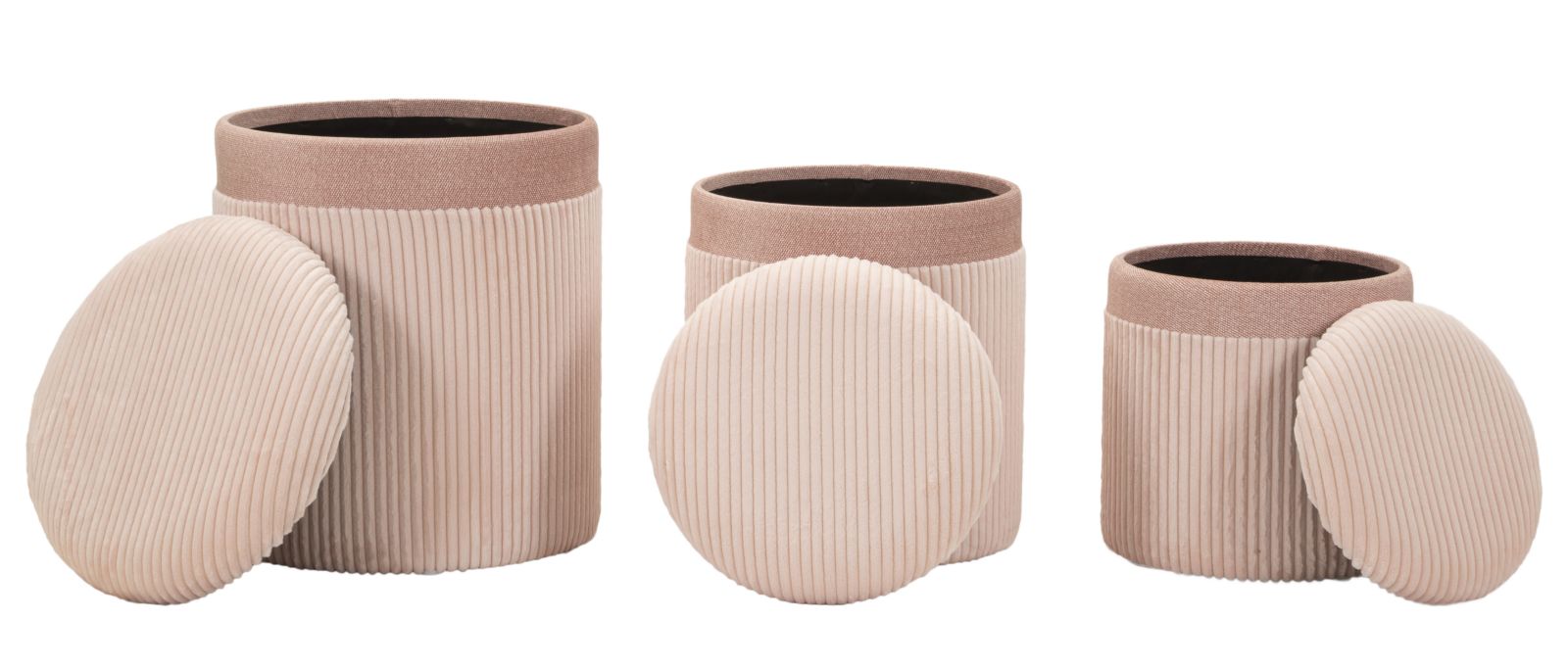 PUFF C/CURTAIN BOX PINK SET 3 PCS CM Ø 40,5X49,5-35X42-31X38 - slika 4