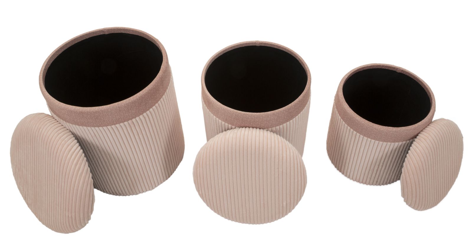 PUFF C/CURTAIN BOX PINK SET 3 PCS CM Ø 40,5X49,5-35X42-31X38 - slika 7