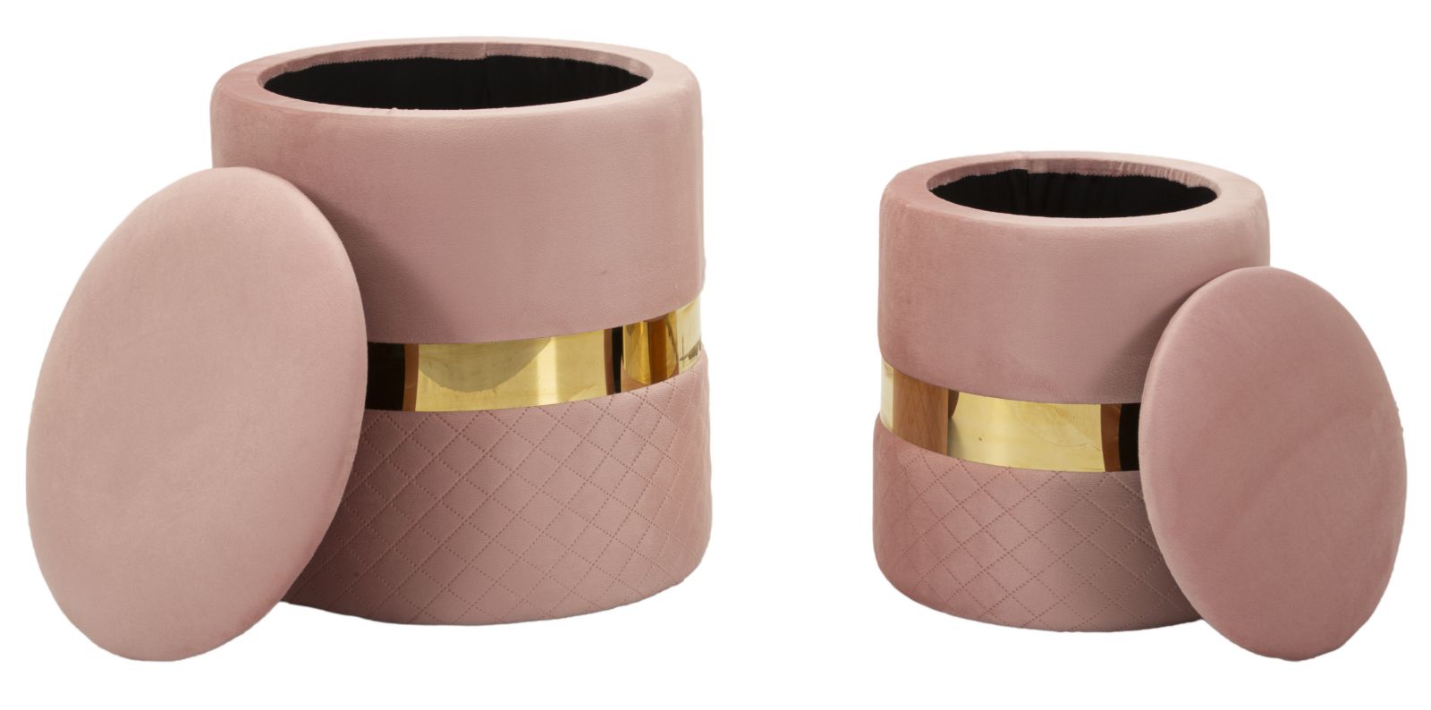 PUFF WITH STORAGE SHEFFILD PINK SET 2 PCS CM Ø 37X42-28X35 - slika 6