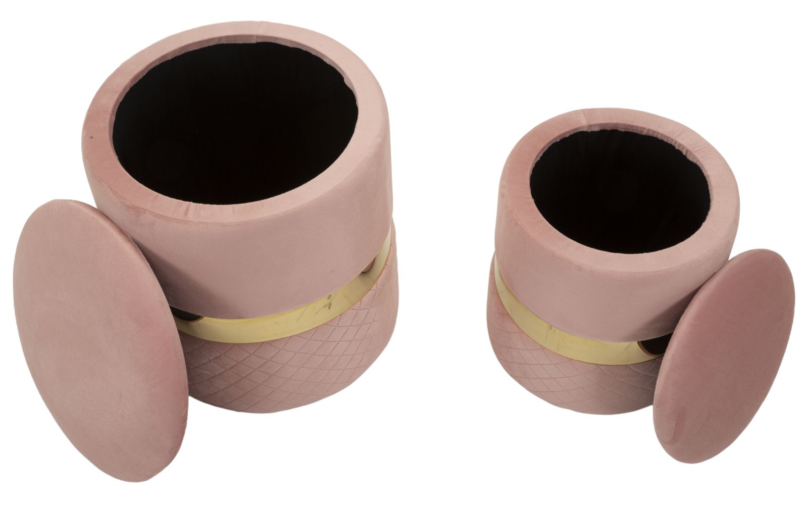 PUFF WITH STORAGE SHEFFILD PINK SET 2 PCS CM Ø 37X42-28X35 - slika 4