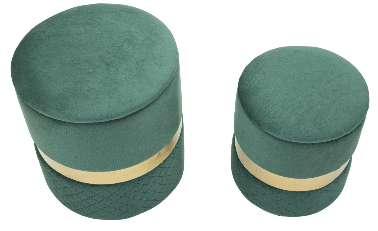 PUFF WITH STORAGE SHEFFILD GREEN SET 2 PCS CM Ø 37X42-28X35 - slika 2
