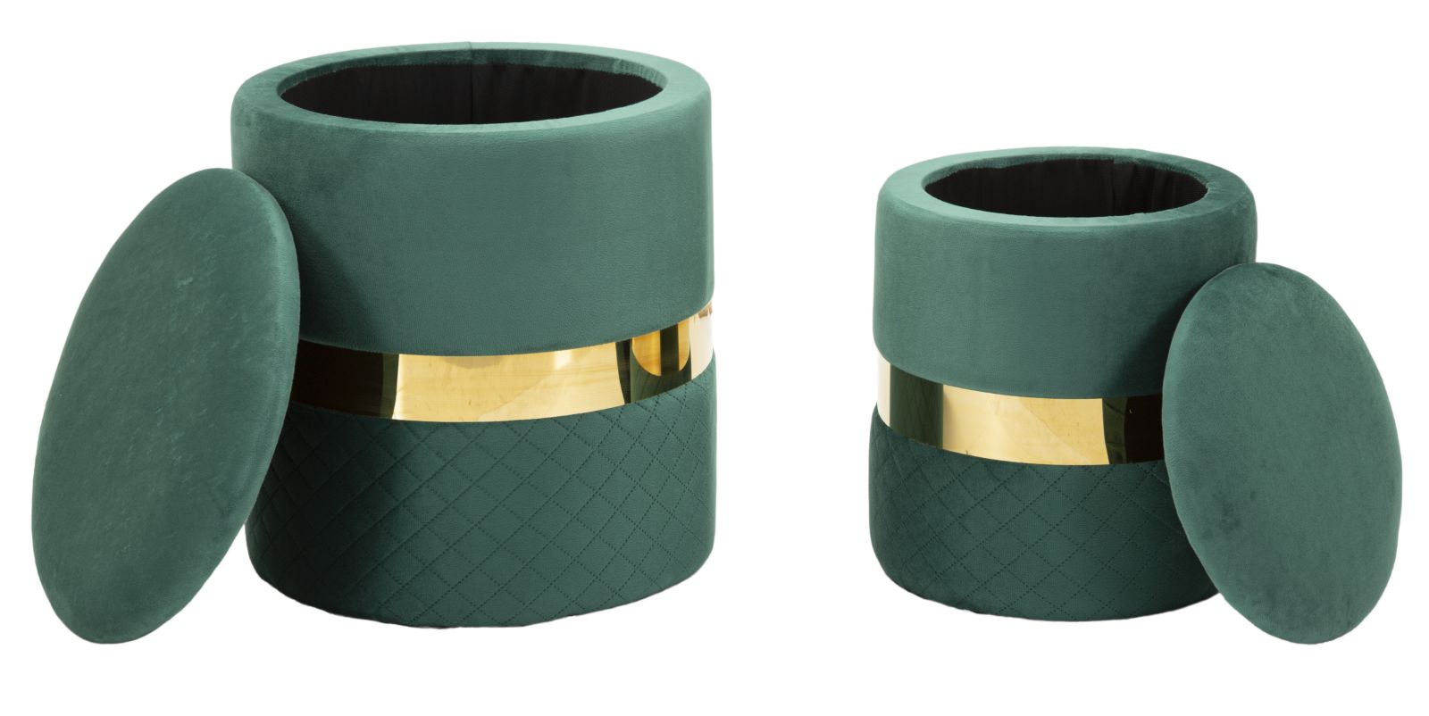 PUFF WITH STORAGE SHEFFILD GREEN SET 2 PCS CM Ø 37X42-28X35 - slika 6