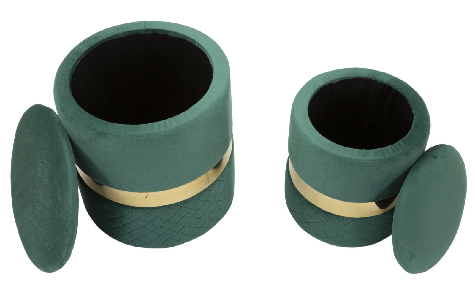 PUFF WITH STORAGE SHEFFILD GREEN SET 2 PCS CM Ø 37X42-28X35 - slika 4