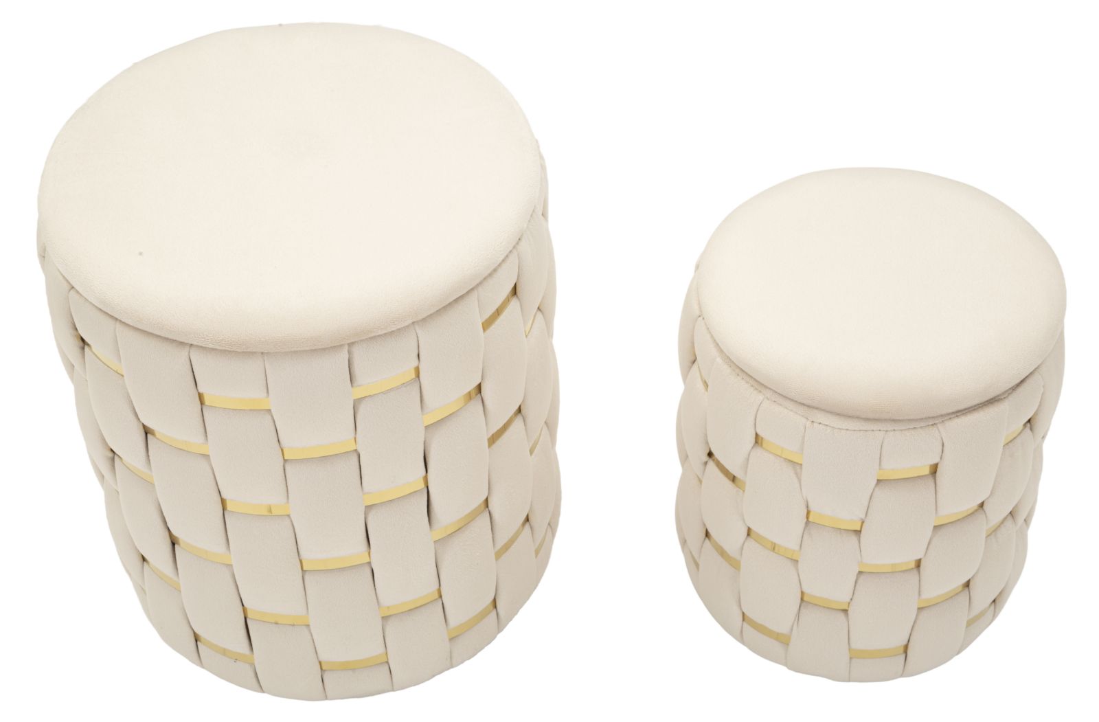 PUFF WITH STORAGE SHANTY CREAM SET 2 PCS CM Ø 37X42-28X35 - slika 2