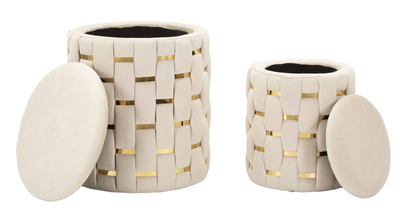 PUFF WITH STORAGE SHANTY CREAM SET 2 PCS CM Ø 37X42-28X35 - slika 7