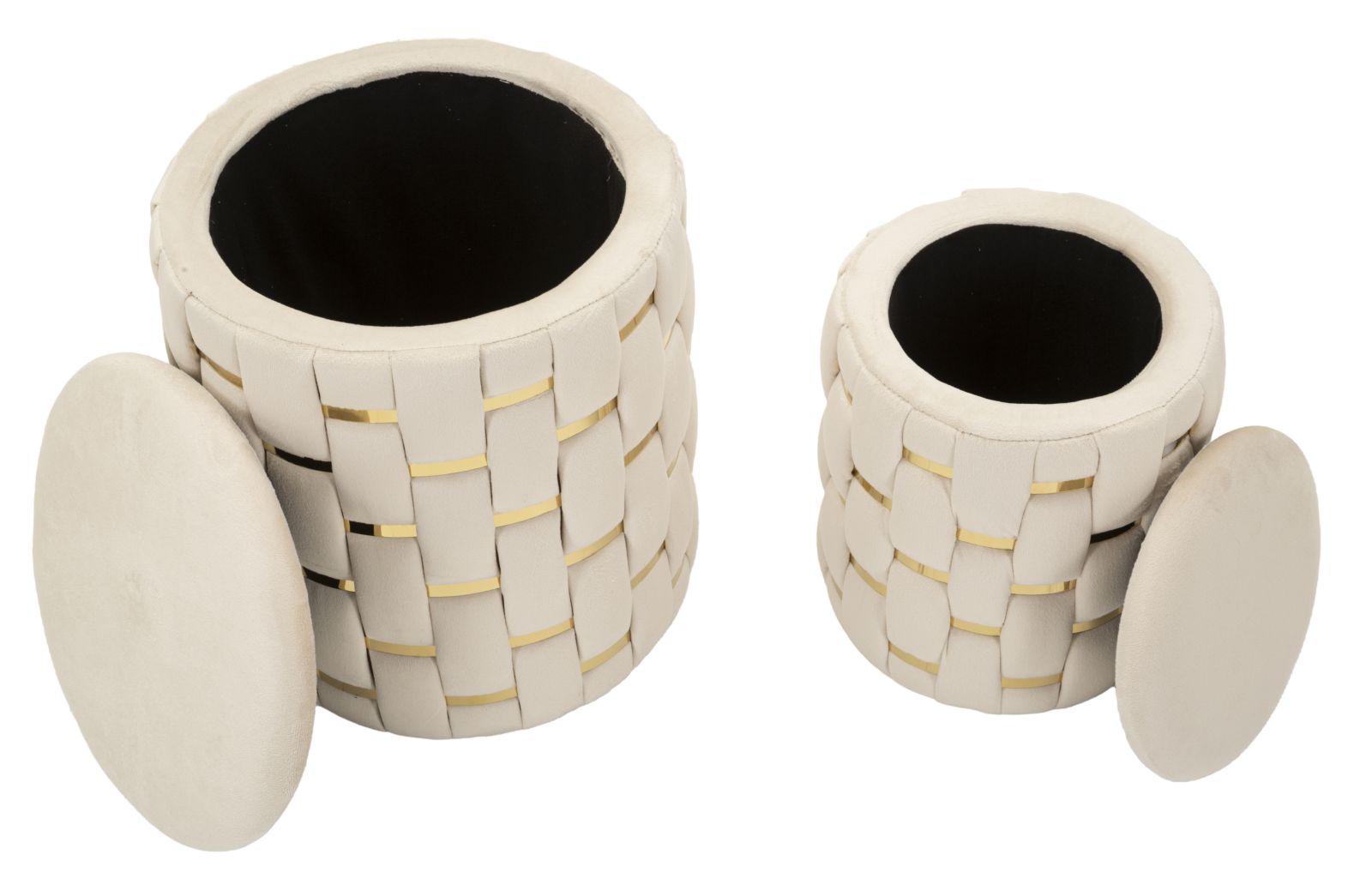 PUFF WITH STORAGE SHANTY CREAM SET 2 PCS CM Ø 37X42-28X35 - slika 4