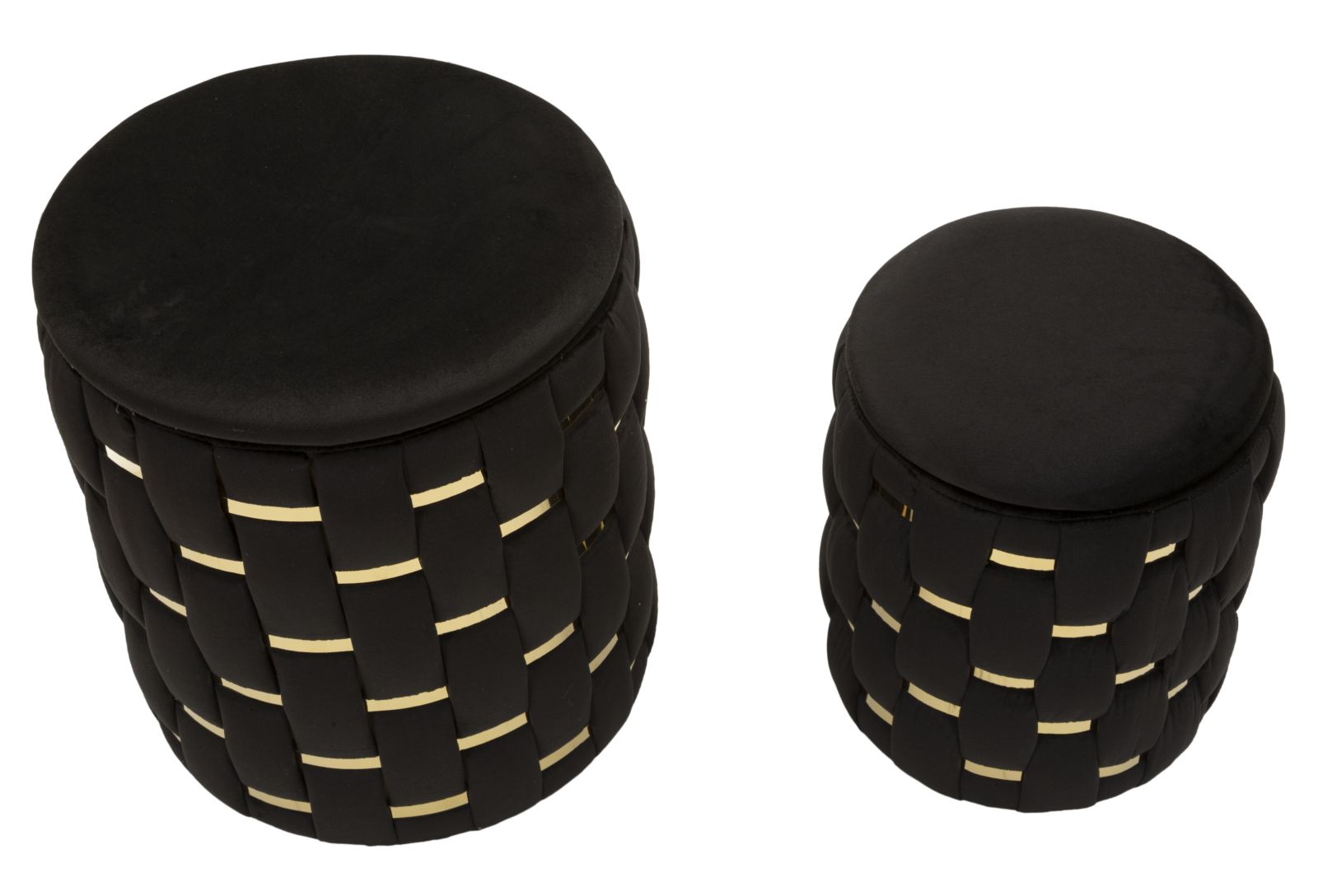 PUFF WITH STORAGE SHANTY BLACK SET 2 PCS CM Ø 37X42-28X35 - slika 2