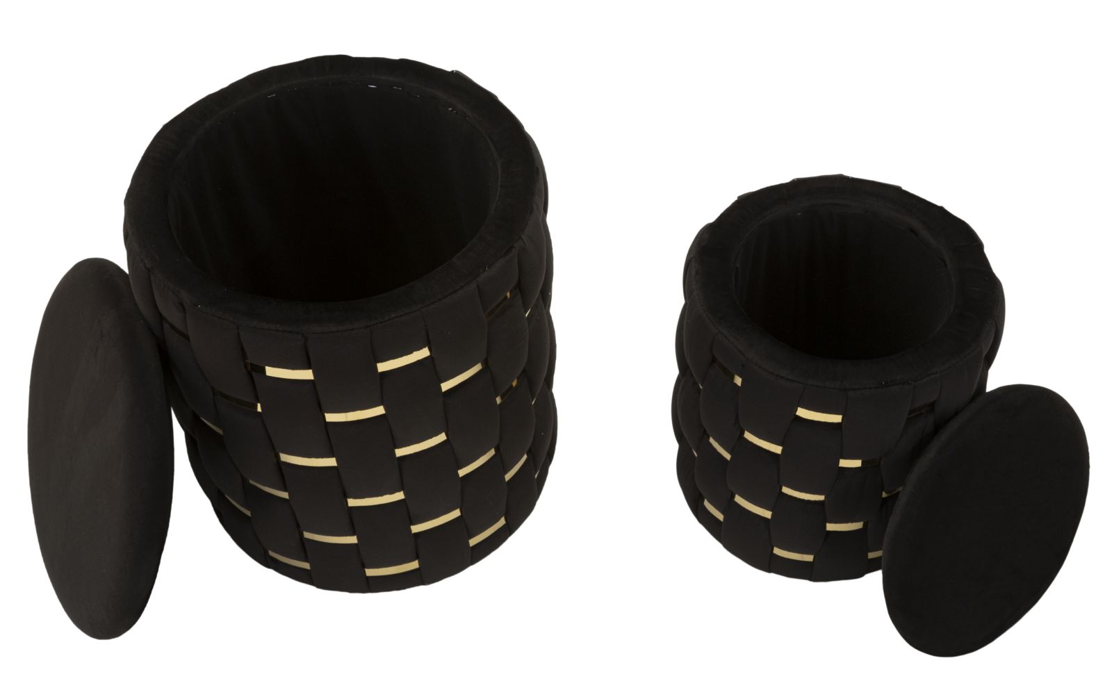 PUFF WITH STORAGE SHANTY BLACK SET 2 PCS CM Ø 37X42-28X35 - slika 4
