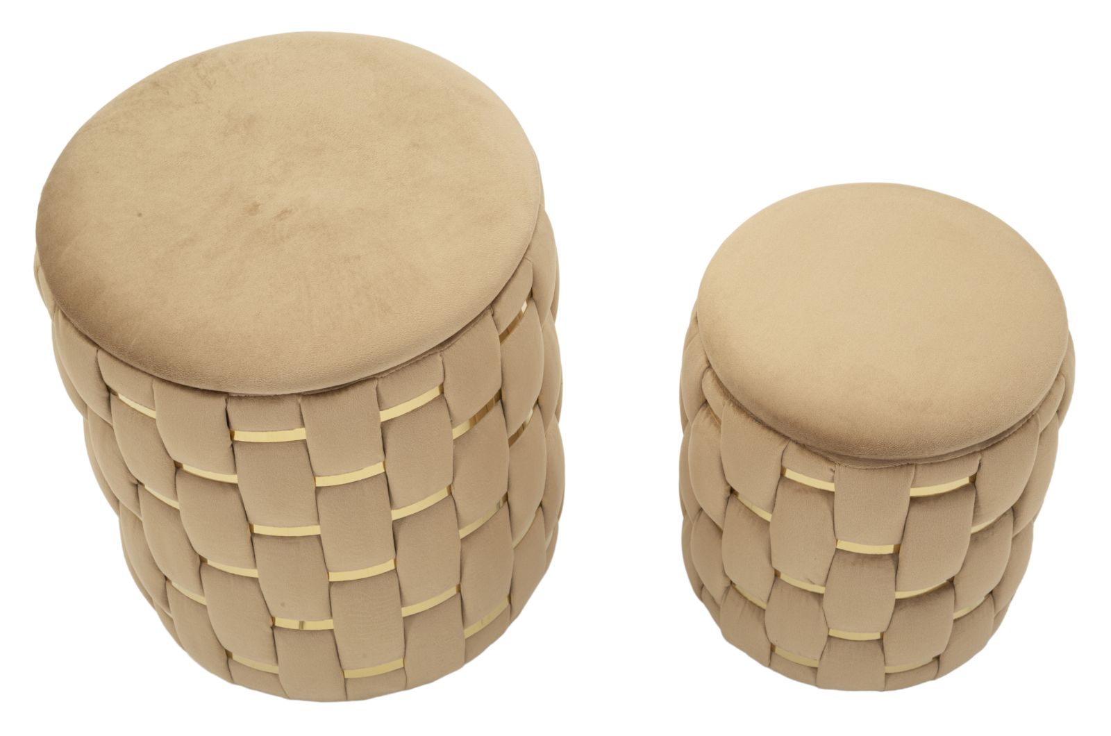 PUFF WITH STORAGE SHANTY GOLD SET 2 PCS CM Ø 37X42-28X35 - slika 2