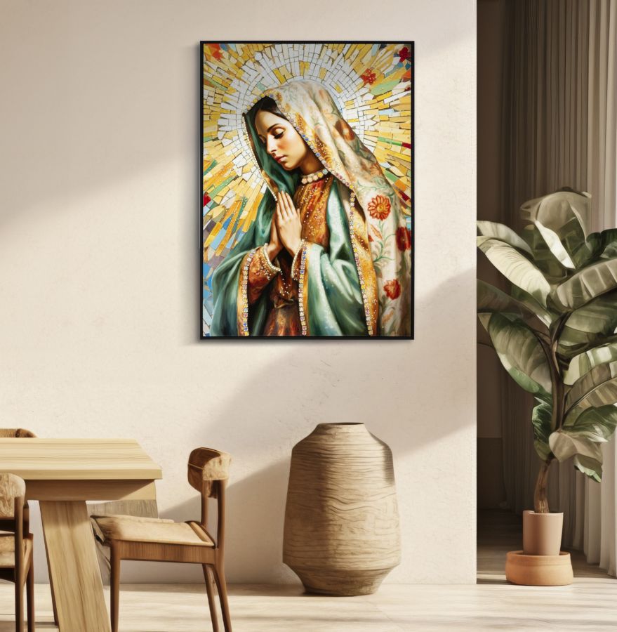 PAINTING ON CANVAS LACQUERED MADONNA -A- WITH FRAME CM 72X4X102 - slika 6