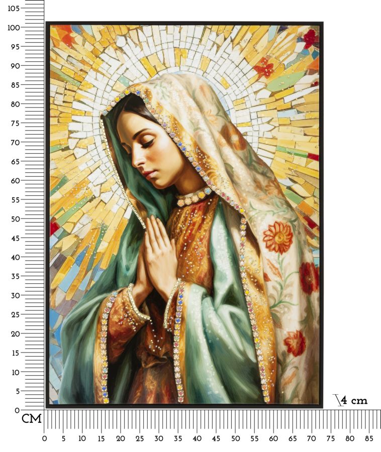 PAINTING ON CANVAS LACQUERED MADONNA -A- WITH FRAME CM 72X4X102 - slika 7