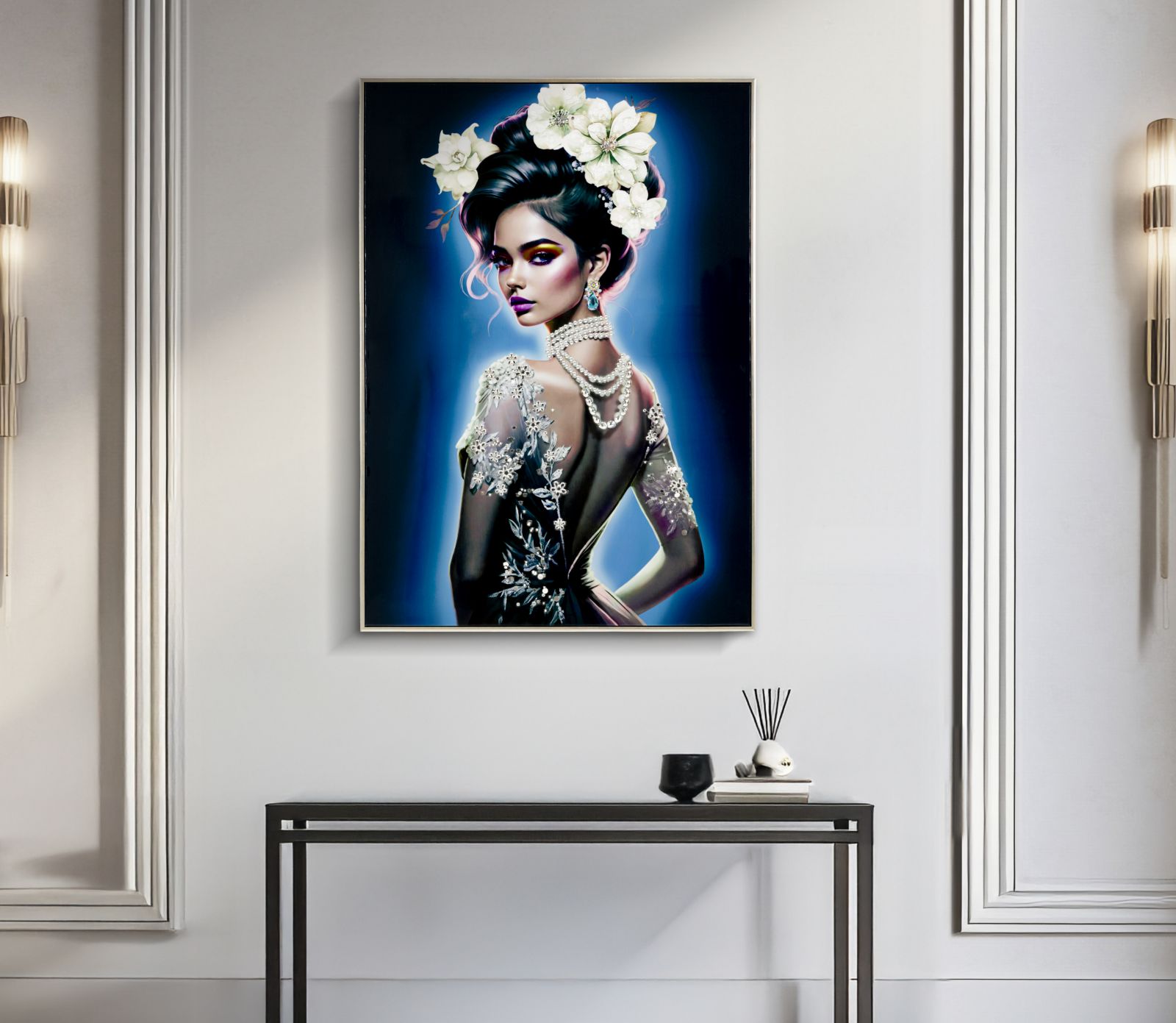 PAINTING ON CANVAS LACQUERED ISABEL WITH FRAME -B- CM 72X4X102 - slika 6