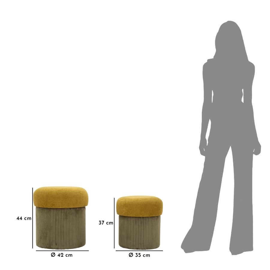 PUFF WITH STORAGE ASPEN GREEN SET 2 PCS CM Ø 42X44-35X37 - slika 8