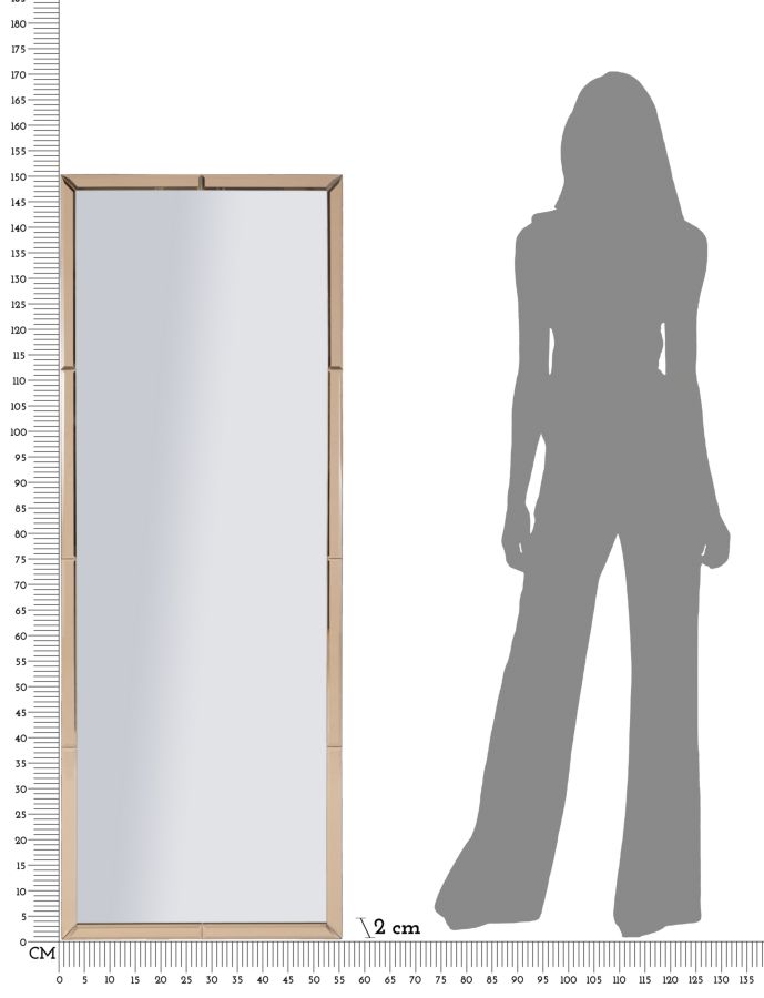 WALL MIRROR BERLIN PINK CM 55X2X150 ( INSIDE MIRROR SIZE CM 49X143,5) - slika 7