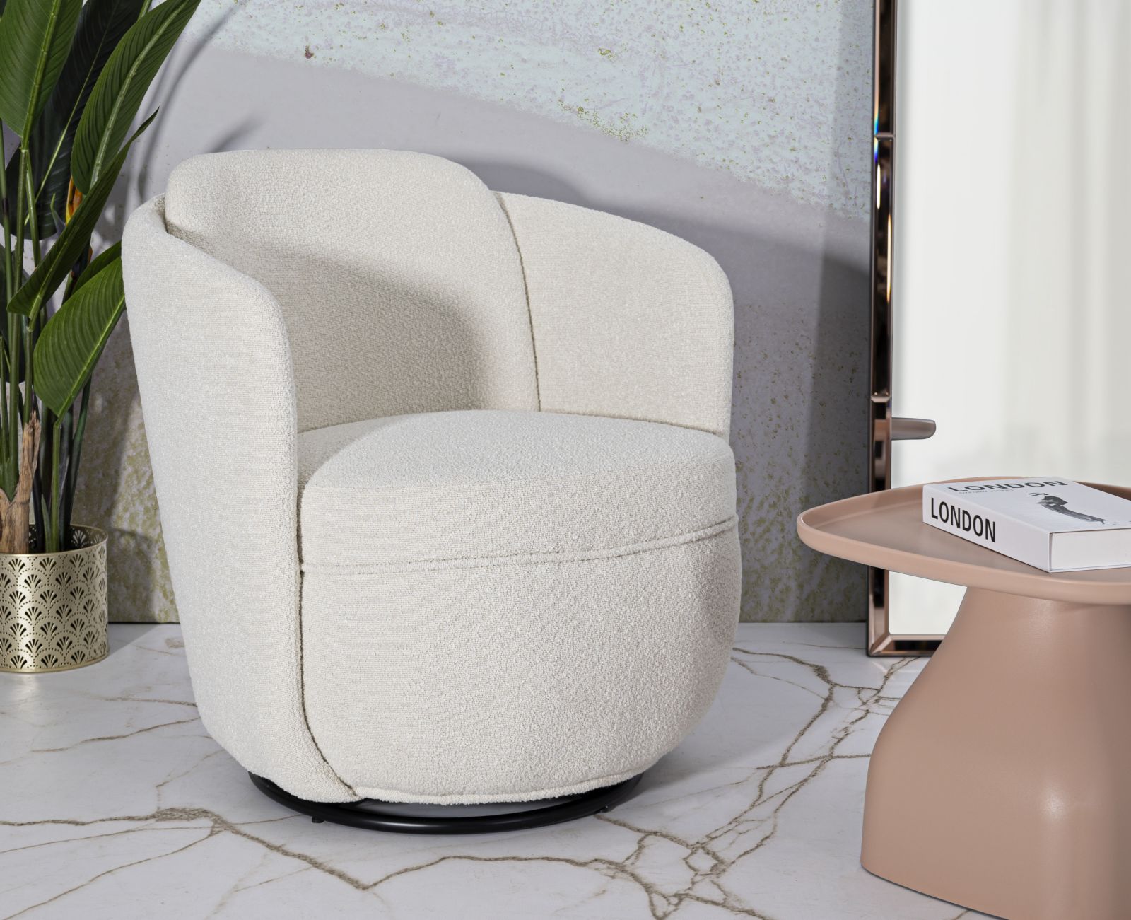 TORINO CREAM SWIVEL ARMCHAIR CM 70X72X75 (SEAT HEIGHT CM 44,5) - slika 10