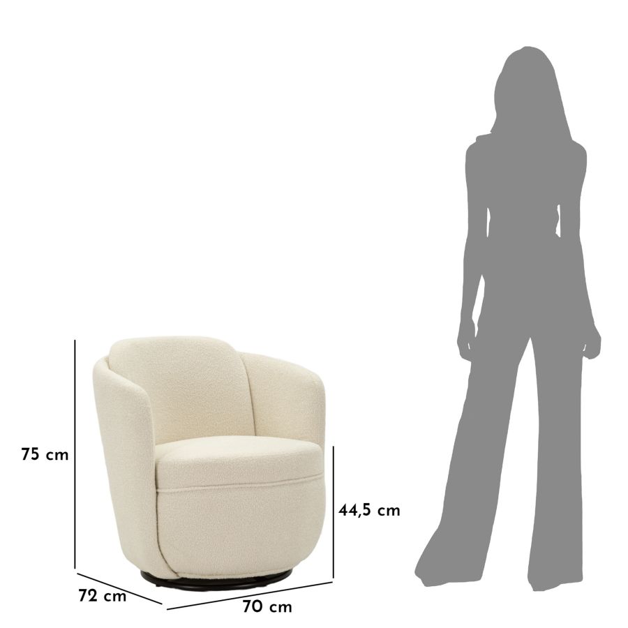 TORINO CREAM SWIVEL ARMCHAIR CM 70X72X75 (SEAT HEIGHT CM 44,5) - slika 11