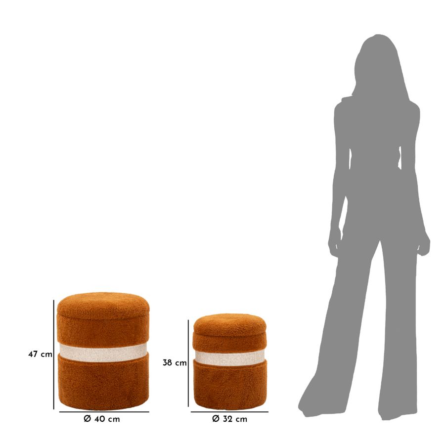 PUFF WITH STORAGE SAINT-MORITZ BROWN SET 2 PCS CM Ø 40X47-32X38 - slika 10