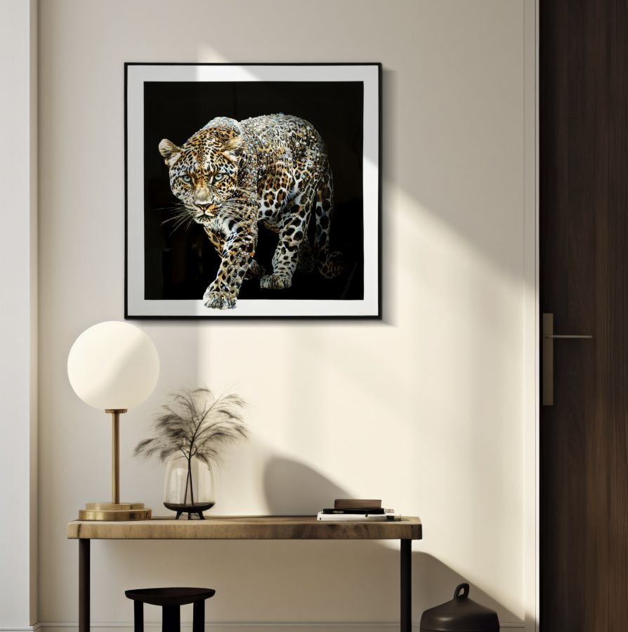 PAINTING ON CANVAS LACQUERED JAGUAR WITH FRAME -B- CM 82X4X82 - slika 5