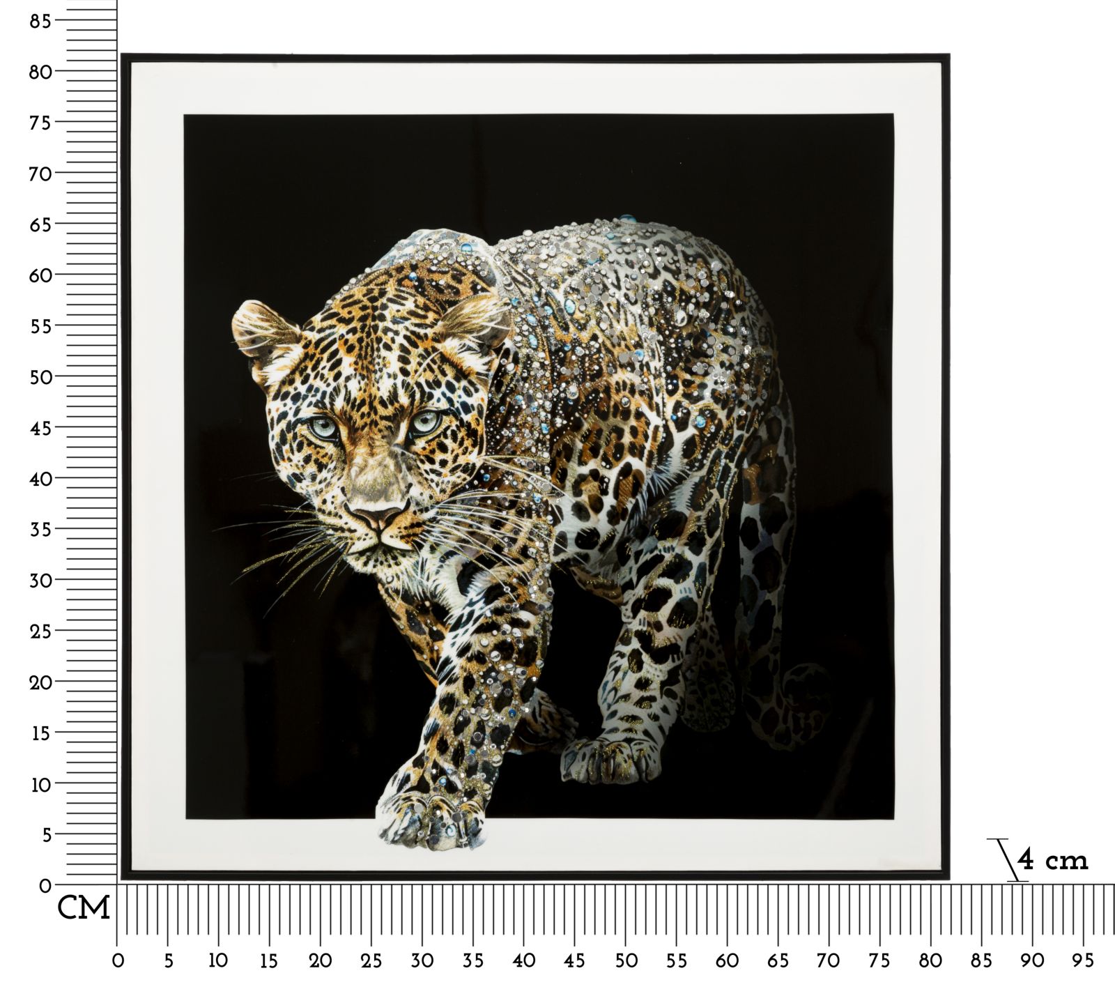 PAINTING ON CANVAS LACQUERED JAGUAR WITH FRAME -B- CM 82X4X82 - slika 6
