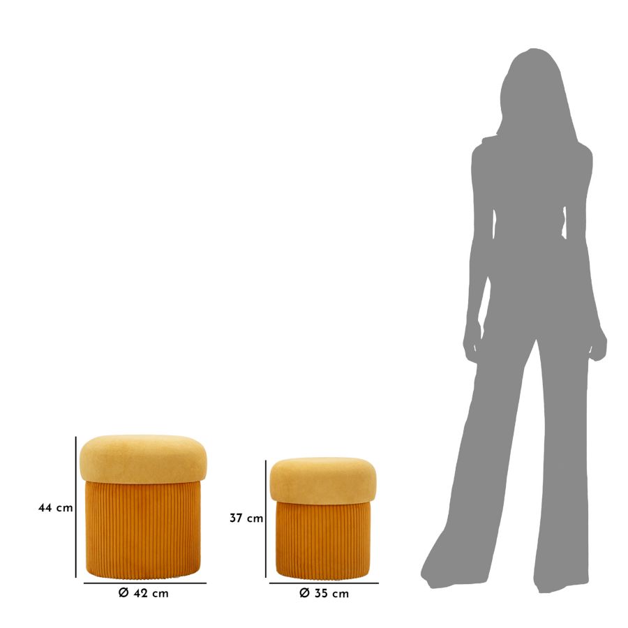 PUFF WITH STORAGE ASPEN MUSTARD SET 2 PCS CM Ø 42X44-35X37 - slika 8