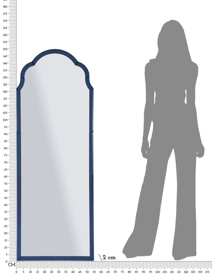 TANGIER BLUE WALL MIRROR CM 55X2X150 ( INSIDE MIRROR SIZE CM 49X144) - slika 7
