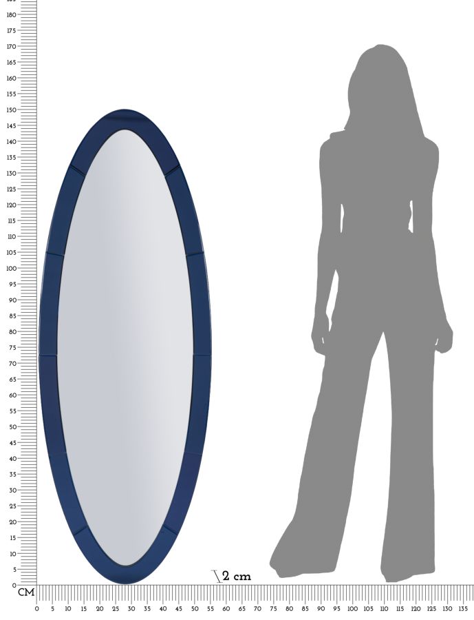 OSLO BLUE WALL MIRROR CM 55X2X150 ( INSIDE MIRROR SIZE CM 42,5x137,5) - slika 7