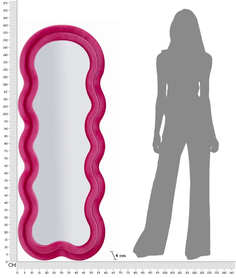 MIKI WALL MIRROR VELVET FUCHSIA CM 60X4X160 ( INSIDE MIRROR SIZE CM 39X135) - slika 8