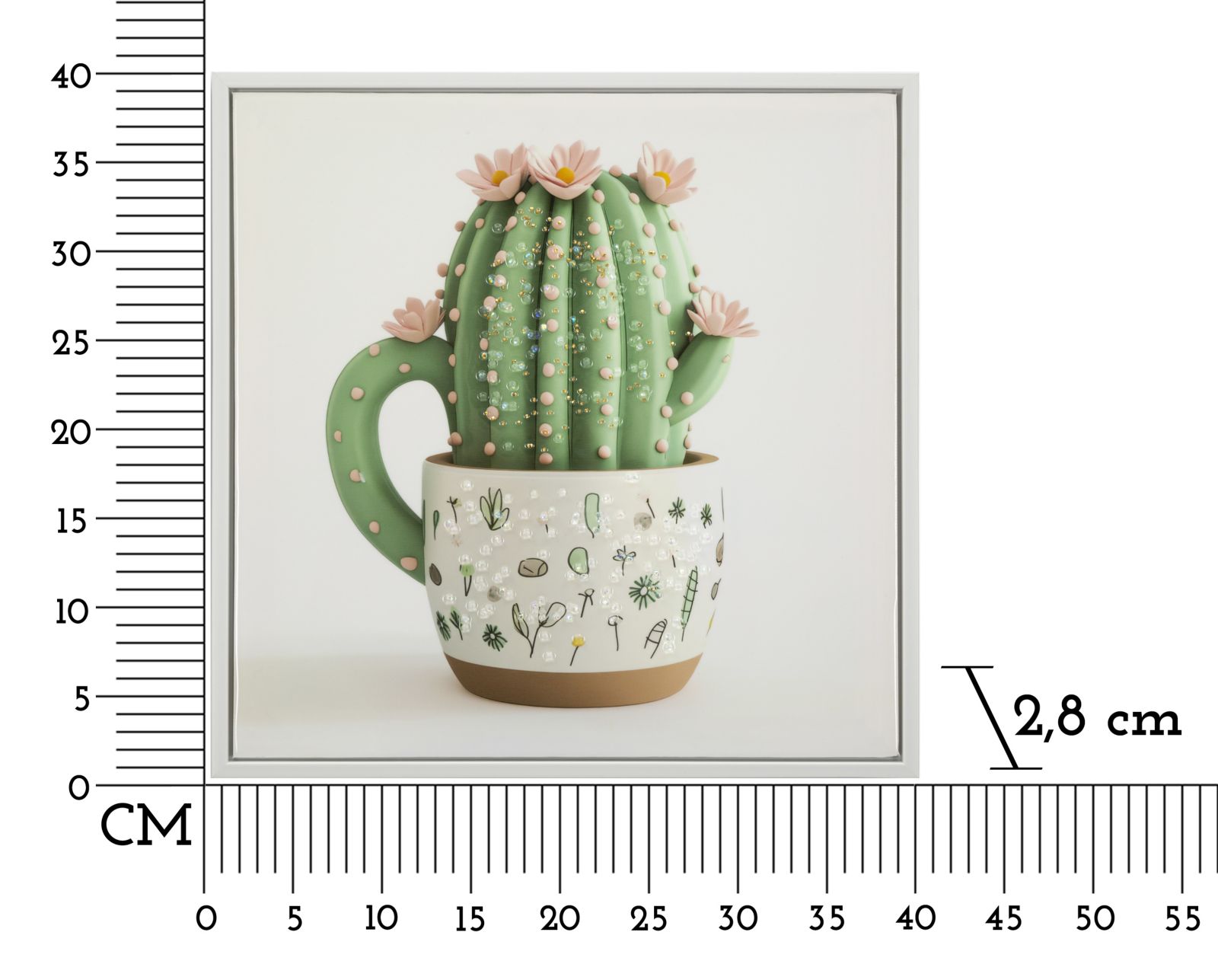 LACQUERED CANVAS PRINT WITH FRAME CACTUS JAR -B- CM 40X2,8X40 - slika 6