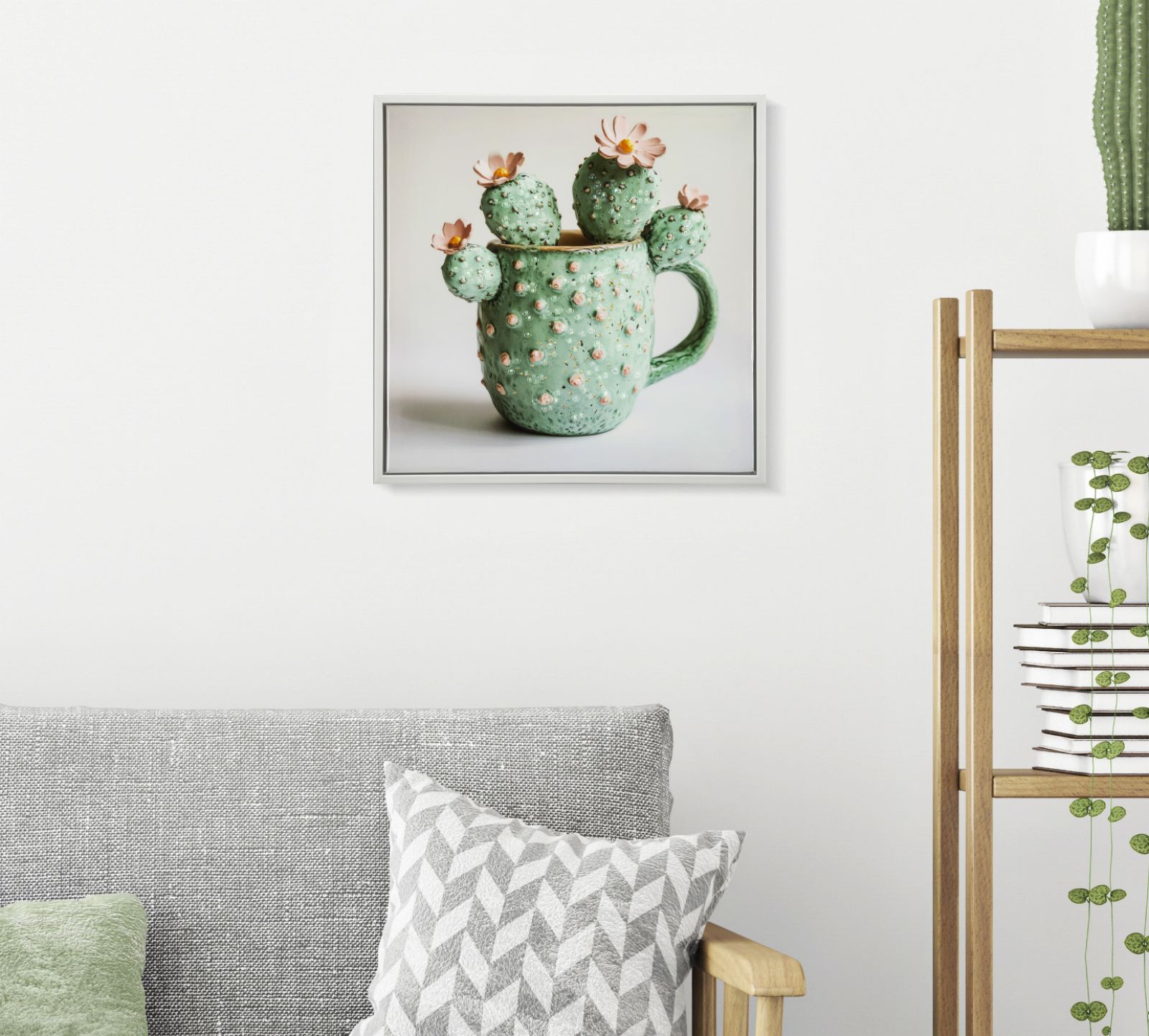 LACQUERED CANVAS PRINT WITH FRAME CACTUS JAR -C- CM 40X2,8X40 - slika 5