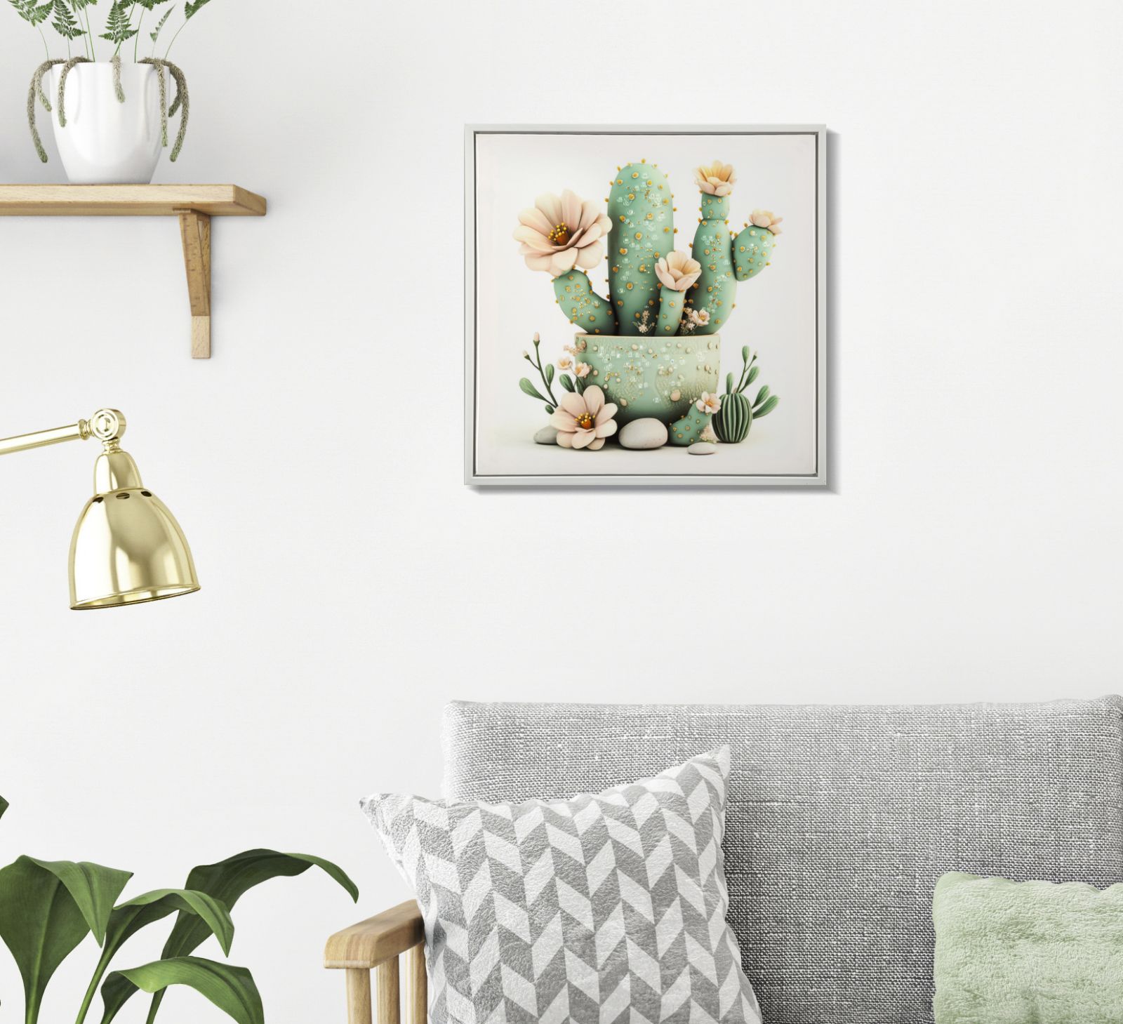 LACQUERED CANVAS PRINT WITH FRAME CACTUS JAR -D- CM 40X2,8X40 - slika 5