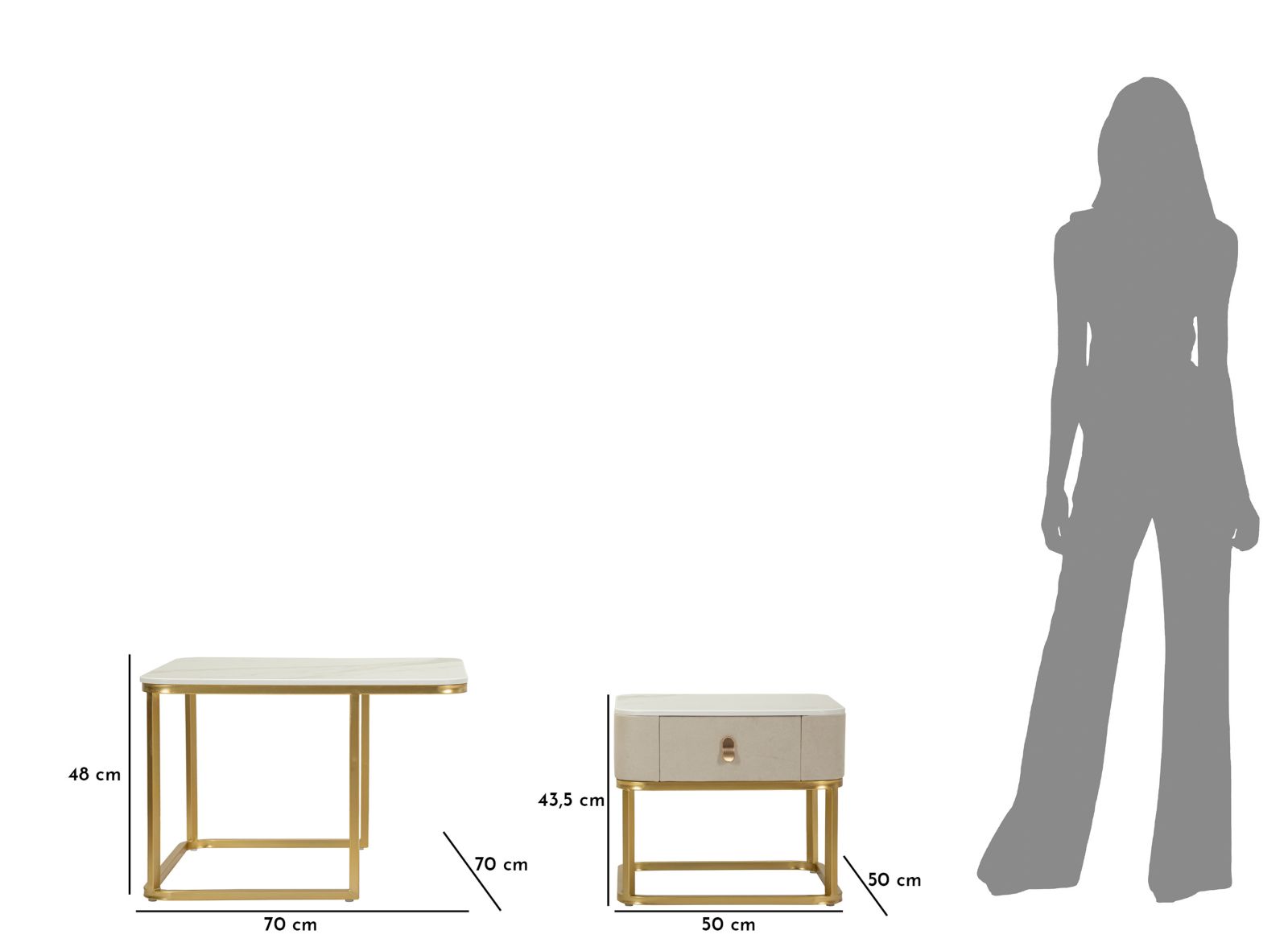 COFFEE TABLES BEAUTRY SET 2 PCS CM 70X70X48-50X50X43,5 - slika 9