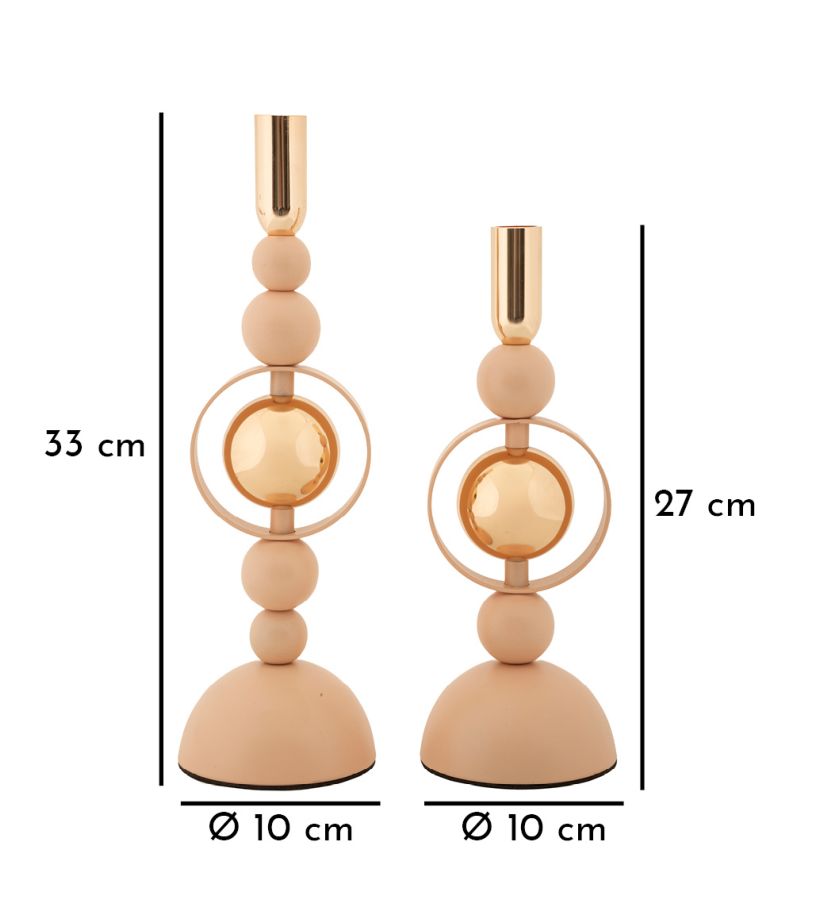 CANDLE HOLDER SATURN PINK SET 2 PCS CM Ø 10 X 27-10 X 33 - slika 5