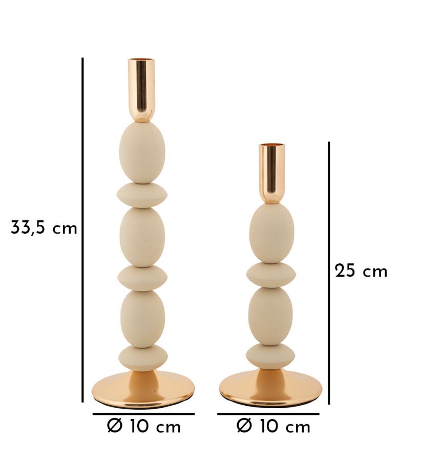 CANDLE HOLDER SHUTTLE CREAM SET 2 PCS CM Ø10X25-10X33,5 - slika 5