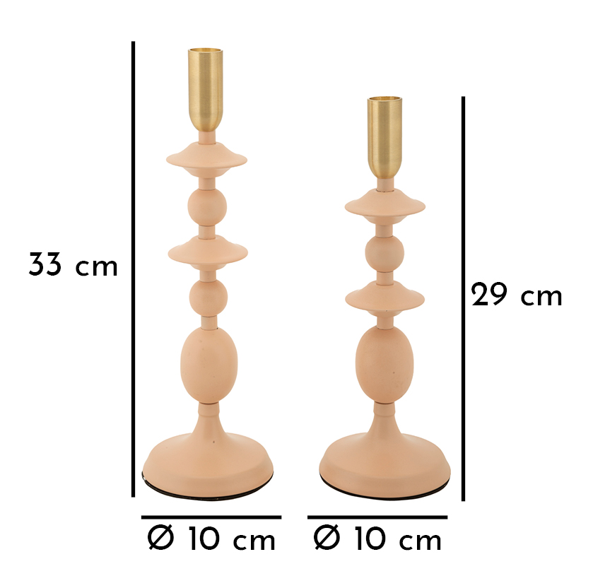 CANDLE HOLDER GEMINI PINK SET 2 PC CM Ø10X29-10X33 - slika 5