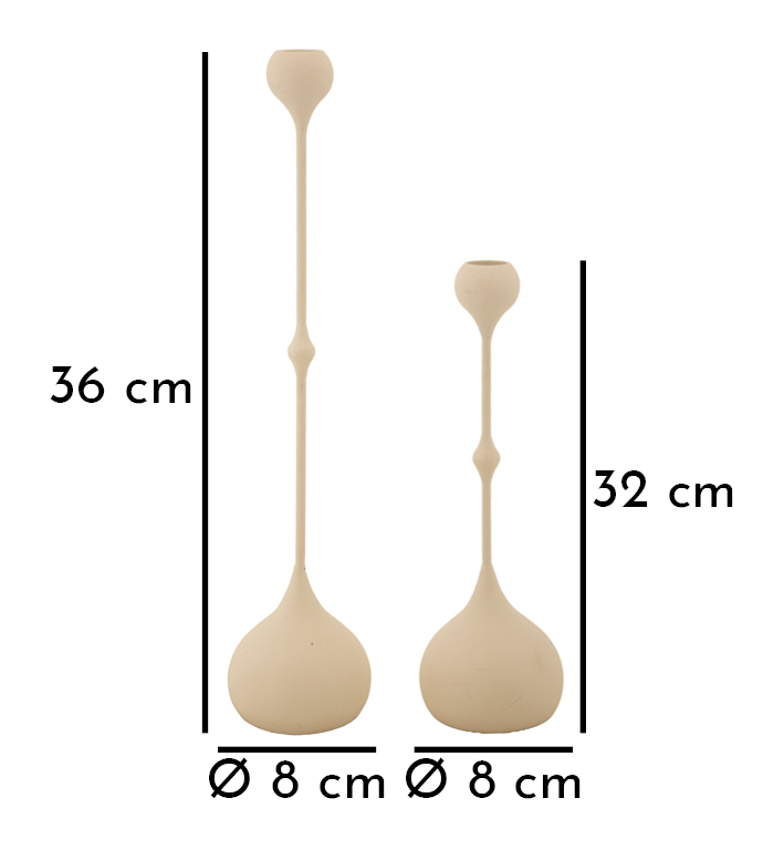 CANDLE HOLDER SLIMMY CREAM SET 2 PCS CM Ø 8X26-8X37 - slika 5