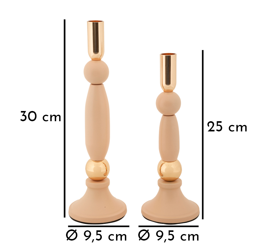 CANDLE HOLDER STREK PINK SET 2 PCS CM Ø9,5X25-9,5X30 - slika 5