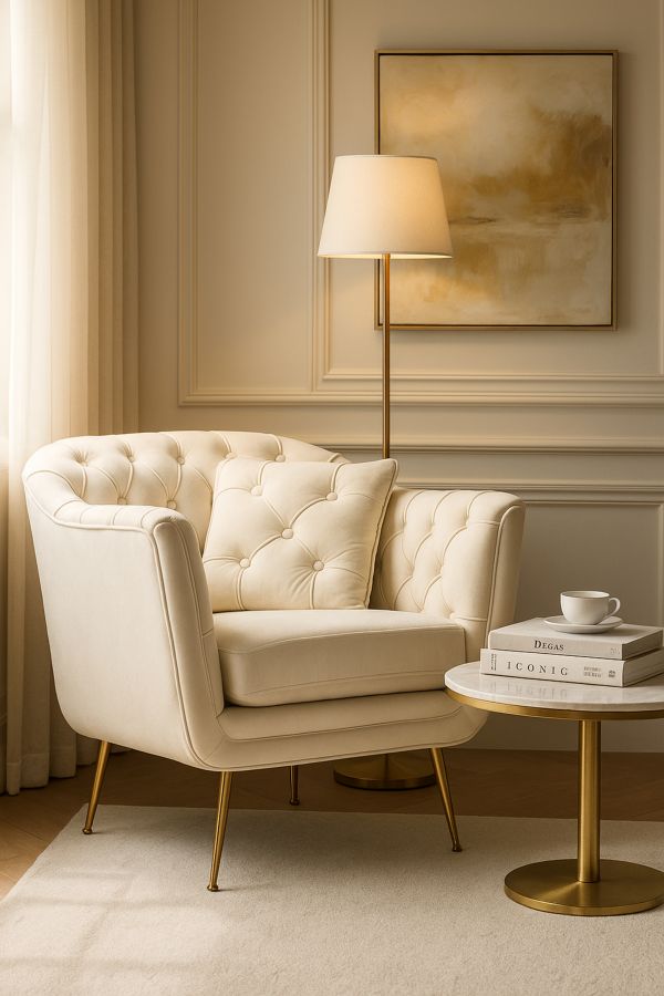 BUDAPEST ARMCHAIR CREAM WITH CUSHION CM 88X83X91 - slika 9
