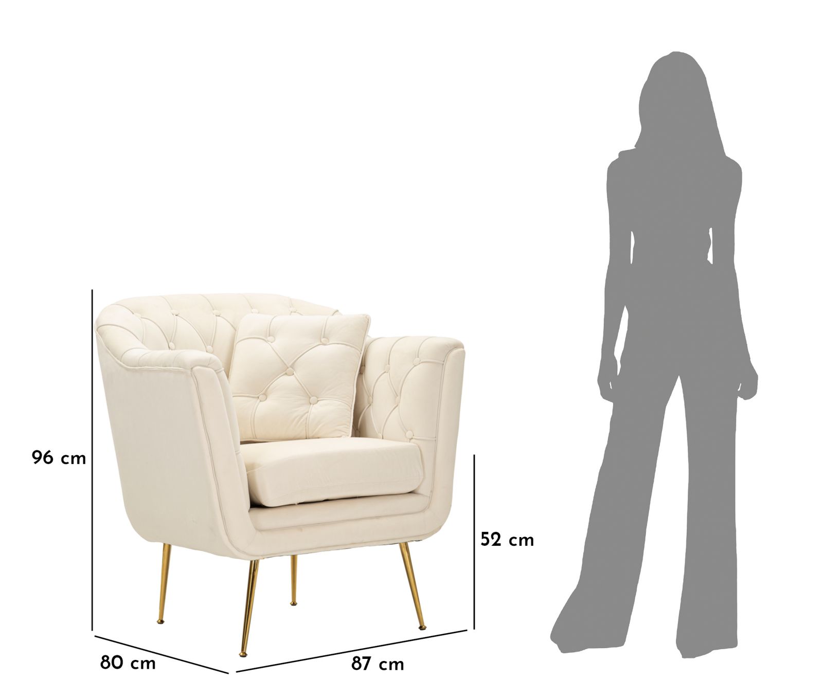 BUDAPEST ARMCHAIR CREAM WITH CUSHION CM 88X83X91 - slika 10