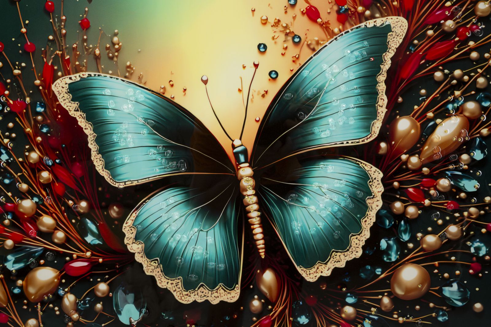 PRINTING ON CANVAS BUTTERFLY LAQUARED WITH FRAME -B- CM 70X4X100 - slika 3